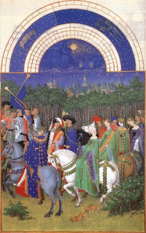 LIMBOURG brothers Les trs riches heures du Duc de Berry: Mai (May) g Norge oil painting art